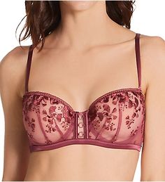 Embroidered Bra, Demi Cup Bra, Half Cup Bra, Demi Cup, Simone Perele, Pink Coat, Demi Bra, Bra Styles, Bra Cups