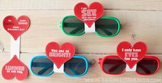 These are so cute and so simple! Love the free printable too! Sunglasses Valentine's Day Cards with FREE Printable & Silhouette Cut File | Where The Smiles Have Been