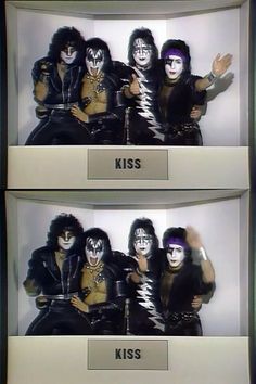 two pictures of the kiss band