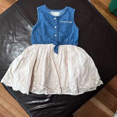 Denim Top, Very Cute. Never Worn. Cute Sleeveless Denim Dress, Cute Medium Wash Summer Dress, Blue Denim Dress For Playdate, Cute Medium Wash Denim Dress, Cute Medium Wash Sleeveless Dress, Blue Denim Summer Dress For Playtime, Cute Sleeveless Medium Wash Dress, Summer Casual Denim Dress For Playtime, Casual Summer Denim Dress For Playtime