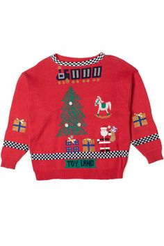 This is a vintage ugly Christmas sweater! That means: 1. We only have one — so you can’t choose a different size or quantity. 2. The size listed on the original tag may not be an accurate indication of the fit. The chest / bust size and length measurements are the most accurate way to estimate the fit. Toys Land, Christmas Pullover, Recycled Items, Vintage Apparel, Measurement Length, Ugly Christmas, Christmas Sweater, Being Ugly, Vintage Christmas