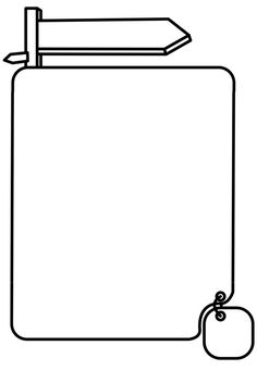 a black and white drawing of a notebook with an arrow on it's side