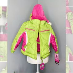 Nwt Protection System From Macy’s Kids Girls Green Pink Hood Winter Bubble Jacket Size 4 Pink Hooded Winter Jacket For Outdoor Activities, Playful Winter Outerwear For Outdoor Activities, Pink Winter Outerwear For Outdoor Activities, Playful Pink Winter Outerwear, Playful Pink Outerwear For Outdoor, Cute Pink Warm Outerwear, Cute Warm Pink Outerwear, Pink Hooded Jacket For Spring Outdoor, Spring Pink Hooded Jacket For Outdoor