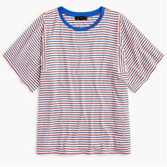 A Fun Mix Of Stripes, Stripes And More Stripes. It's Our Colorful Twist On A Classic Shirt. Size L Condition New With Tags Retail $42.50 95% Viscose 5% Elastane Item J3915. Approximate Measurements Chest 44" Length 24" 7-322b12 Striped Graphic Tee With Crew Neck, Striped Crew Neck Graphic Tee, Striped Graphic Tee For Spring, Striped Graphic Tee For Summer, Summer Striped Graphic Tee, Striped Crew Neck Tops For Summer, Ruffle T Shirt, Sequin Shirt, Stripe T Shirt