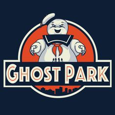 the ghost park logo on a blue background