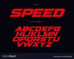 the speed alphabet in red and black