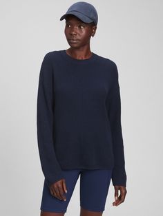 Everyday Stretch Ribbed Sweater, Casual Stretch Knit Top With Ribbed Cuffs, Stretch Sweater With Ribbed Cuffs For Everyday, Everyday Stretch Sweater With Ribbed Cuffs, Crew Neck Knit Top With Ribbed Cuffs, Knit Crew Neck Top With Ribbed Cuffs, Stretch Crew Neck Sweater For Everyday, Everyday Knit Sweater With Ribbed Neckline, Cozy Stretch Crew Neck Knit Top