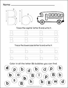 the letter b worksheet for children to learn how to write and draw letters