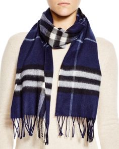 Stay warm in sophisticated style with Burberry's luxe cashmere scarf, canvased with the design house's signature check pattern. Burberry Classic, Scarf Jewelry, Cashmere Scarf, Check Pattern, Sophisticated Style, Winter Scarf, Stay Warm, Burberry, Jewelry Accessories