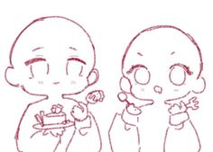 an image of two cartoon characters with one holding a cup and the other eating cake