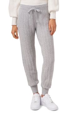 A supersoft cable knit elevates a pair of joggers that are comfy enough for lounging and stylish enough for a coffee date with friends. 27" inseam; 7" leg opening; 10" front rise; 13 1/2" back rise (size X-Large) Elastic/drawstring waist 55% cotton, 26% polyester, 11% nylon, 5% merino wool, 3% spandex Hand wash, dry flat Imported Women's Clothing Coffee Date With Friends, Date With Friends, Knit Joggers, Coffee Date, Bottoms Pants, A Coffee, Drawstring Waist, Cable Knit, Clothing Items