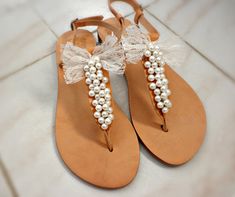 Wedding leather sandals- Pearls decorated with lace bow sandals-Bridesmaids sandals-Summer leather sandals- White pearls women shoes flats on Etsy, $58.46 Shoes Sketch, Beaded Leather Sandals, Bridesmaid Sandals, Shoes Closet, Wedding Shoes Sandals, Beach Wedding Sandals, Summer Leather Sandals, Shoes Trends, Shoes Quotes