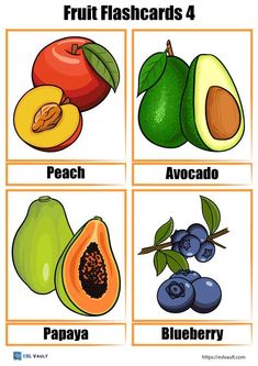 40 free fruit flashcards (PDF) - ESL Vault Fruits Flashcards, Fruit Activities, Fun Fruit, Access Bars, Coloring Activities, Cards For Kids