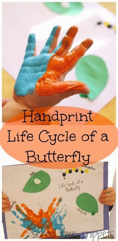 handprint life cycle of a butterfly craft for toddlers and older children to make