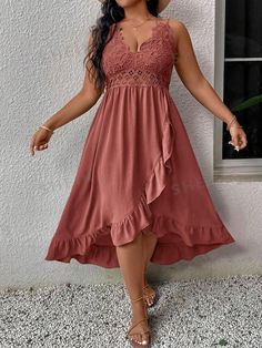 SHEIN USA Free Shein, Rave Festival Outfits, Summer Festival Outfit, Outfits Rave, Trendy Fits, Vacation Vibes, Evening Gowns Elegant, Shein Dress, Lace Splicing