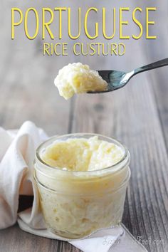 a spoon full of mashed potatoes on top of a wooden table with text overlay