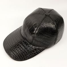 Black Genuine Belly Leather Hat Handmade Alligator Adjustable Hat Cap, Personalized Hat  Size: The unique and adjustable designs can fit various sizes of heads with ease, without ever putting any strain or getting uncomfortable.  Lining: Full grain leather- excellent cowhide from Italy * Ethically sourced leather form special farms (We don't use leather sourced in wild nature). Country of origin is Vietnam * Note:  Alligator pattern may differ from the photo because this is natural material and Adjustable Black Leather Baseball Cap, Black Leather Snapback Hat With Flat Brim, Black Leather Flat Brim Snapback Hat, Black Leather Adjustable Baseball Cap, Black Leather Snapback Hat With Curved Brim, Adjustable Leather Baseball Cap With Short Brim, Black Leather Adjustable Snapback Hat, Black Leather Snapback Hat, Black Brimmed Snapback Hat