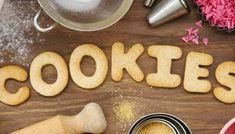 the word cookies spelled out with cookie ingredients