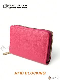 Bird in Bag - Premium RFID Blocking 11-Card Business Card Holder Wallet with Multi Card Compartments, Coin Purse, and Organizer for Men and Women – Ideal for Everyday Shopping, School Trips, and Credit Card Storage (Rose Red) Pink Card Holder With Zipper Closure As Gift, Pink Bifold Card Holder For Daily Use, Pink Coin Purse With Card Slots For Daily Use, Pink Bifold Coin Purse For Everyday, Pink Bifold Card Holder With Interior Slots, Pink Bifold Coin Purse, Everyday Pink Bifold Coin Purse, Pink Wallets With Rfid Blocking For Daily Use, Pink Coin Purse With Interior Card Slots