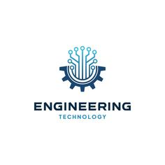 the logo for engineering technology, consisting of gears and circuit boards that are connected to each other