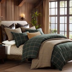 Windowpane Plaid Bedding Set Comforter / Duvet Cover Lodge Aesthetic, Rustic Bedding Sets, Plaid Comforter, Plaid Bedding, Cotton Comforter Set, Dining Table Accessories, Windowpane Plaid, Rustic Bedding, Cotton Comforters