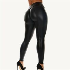 Women Stretch Sexy Ladies Pants Leather PV Skinny Leggings Wet Look Butt Lift Pants Stretch Trousers Plus Size Club Wear Hello! Welcome to our store! Pants Size S M L XL Quality is the first with best service. customers all are our friends. Condition:100% brand new & high quality Material:Faux Leather Color: Matte Black Style: Sexy; Wet Look, Butt Lift ; High Waist,Skinny Soft stretch fabric Sexy and Very Trendy Long Stretch Black Wet Look Shine Leggings Leather Wet Look HIGH WAIST leggings give Plus Size Club Wear, Plus Size Club, Leather Tights, Pu Leggings, Trousers Plus Size, Pleather Pants, Club Wear, Slim Trousers, Wet Look