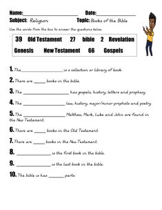 the bible worksheet with answers for children to use in their own language and writing