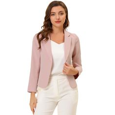 Create a modern sleek look even at the office with this stunning cropped blazer jacket. This smart collarless blazer features an angled hem which is shorter in the back for a fashionably cool look. An open-front design for showing your amazing top inside. The jacket offers a versatile piece for effortless layering looks. Pair it with jeans and sneakers for a casual look. Filled with contemporary takes on classic summer prints, great for office and causal wear, both professional and fashionable. Crop Suit, Floral Print Blazer, Cropped Blazer Jacket, Front Office, Open Front Blazer, Floral Jacket, Printed Blazer, Cropped Blazer, Summer Prints