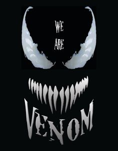 we are venom logo with white teeth and fangs