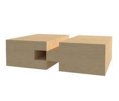 two wooden boxes sitting next to each other