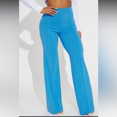 Fashion Nova High Waisted Dress Pants. Model Wearing Deep Blue. Color Available Is Baby Blue. Size Extra Small. Never Worn. New With Tags. Fitted Light Blue Bottoms For Spring, Light Blue High Waist Fitted Bottoms, Chic High Waist Light Blue Bottoms, Chic High-waisted Light Blue Bottoms, Chic Light Blue High-waisted Bottoms, Blue Fitted Pants For Spring, Fitted High Waist Light Blue Bottoms, Light Blue Fitted Wide Leg Pants, Light Blue Fitted High-waist Bottoms