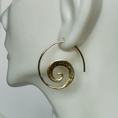 IMPORTANT **Please go through all the pictures i have posted for a listing with a ruler, on a model, on my hand, to get an exact idea of the actual size of the item. Sterling silver gold plated spiral hoops. Comes with a hammered finish. Dimensions: Inner spiral: 18 x 15 x3 mm Outer: 22 x25 mm These earrings are made of 925 hypoallergenic sterling silver. Please note this price is for ONE PAIR only. All my pieces are sent in a gift box. I can include a personal message from you if needed You are Gold Sterling Silver Cartilage Earrings With Ear Wire, Unique Spiral Nickel-free Hoop Earrings, Unique Nickel-free Spiral Hoop Earrings, Unique Gold Cartilage Earrings With Ear Wire, Gold Spiral Wire Wrapped Hoop Earrings, Brass Spiral Single Earring, Nickel-free Gold Hoop Earrings In Sterling Silver, Gold Sterling Silver Hoop Earrings Nickel Free, Nickel-free Gold Sterling Silver Hoop Earrings