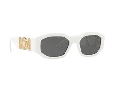 Brand new Versace VE4361 Biggie Sunglasses. Available in white. Gold medusa emblems on both temples. Measures 53-18-140. Unisex. Comes with box, case, cloth, and all papers. Formal White Polarized Sunglasses, Formal White Sunglasses With Mirrored Lenses, Formal White Sunglasses With Uv Protection, Designer White Sunglasses For Formal Occasions, Formal White Sunglasses With Gradient Lenses, Goddess Sandals, Versace Blue, Versace Bright Crystal, Couture Skirts