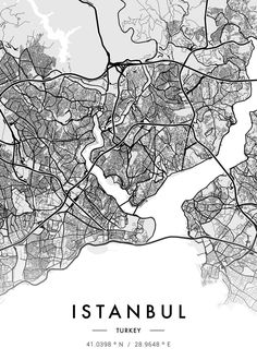 a black and white map of the city of istanbul