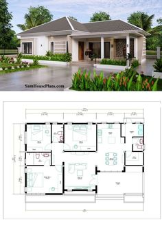 two story house plan with three bedroom and one bathroom