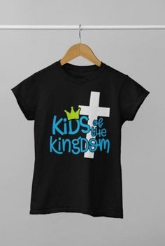 Check out these cute Kids of the Kingdom t-shirts. Perfect for you little one, boy or girl! Available colors: black, pink, blue and red Sizes: 2t, 3t, 4t, youth xsmall, youth small, youth med and youth large Sizes tend to run true to size FREE SHIPPING  For more cute kid shirts check out CreativeBByChristina.etsy.com Christian Kids Shirts, Christian Kids, Rose Bleu, Christian Shirts, Gender Neutral Baby, Baby Bodysuit, Kids Shirts, Little One, Pink Blue