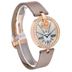 Cartier Captive Rose Gold Diamond Ladies Watch WG600011. Quartz movement. . 18k rose gold original Cartier factory diamond bezel. Scratch resistant sapphire crystal. Silver guilloche dial with sunburst finish and black Roman numerals at 3, 6, and 9 o'clock. Blued steel sword shaped hands. Beige leather strap with 18k rose gold deployant clasp. Luxury Rose Gold Watches With Diamond Accents, Timeless Rose Gold Diamond Watch, Luxury Cartier Rose Gold Diamond Watch, Luxury Cartier Diamond Watch In Rose Gold, Cartier Rose Gold Watches With Diamond Hour Markers, Rose Gold Round Watches For Anniversary, Luxury Rose Gold Watches With Diamond Hour Markers, Luxury Round Jewelry And Watches With Diamond Accents, Luxury Round Cartier Watches