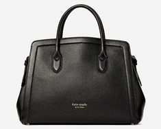 Trendy Fashion New Kate Spade Knott Pebble Leather Large Satchel Leather Black, bags Kate Spade Knott, Dog Clip, Leather Satchel Bag, Black Pebbles, Kate Spade Purse, Black Tote, Satchel Handbags, Kate Spade Bag, Black Handbags