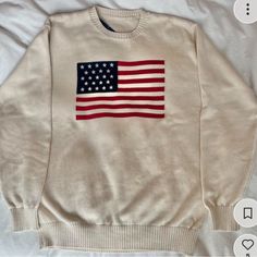 Brandy Melville American Flag Sweater Brand New With Tags! Accepting Offers Fall Flag Print Long Sleeve Sweater, Long Sleeve Flag Print Sweater For Fall, Fall Long Sleeve Flag Print Sweater, Americana Style Cotton Tops For Fall, American Style Cotton Long Sleeve Sweatshirt, Americana Long Sleeve Sweater For Fall, Long Sleeve American Style Cotton Sweatshirt, Long Sleeve Americana Sweater For Fall, Fall Americana Long Sleeve Sweater