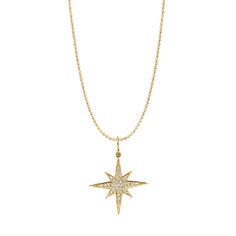 Medium Gold & Diamond Starburst Necklace - Necklaces - Jewelry - Sydney Evan Gold Ball Chain, Starburst Necklace, Sydney Evan, 14k Gold Necklace, Gold Necklaces, Gold Charm, Ball Chain, Pave Diamonds, Amazing Jewelry