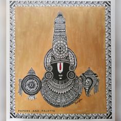 Lord Venkateshwara Drawing, Venkateshwara Swamy Drawing, Lord Drawing, Om Tattoos, Pattachitra Art, Mandala Unique, Kalamkari Art, Indian Traditional Paintings