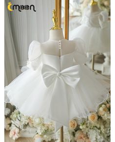 Get 10% off now! Buy couture white tulle ruffled flower girl dress with bubble sleeves at cheap price online. Free stable shipping and pro custom service since 2009. First Communion Tulle Dress With Ruffles, Tulle First Communion Dress With Ruffles, First Communion Princess Dress With Ruffles, Fitted Tulle First Communion Dress With Ruffles, Fitted Tulle Baptism Dress With Short Sleeves, White Fitted Tulle First Communion Dress, Elegant Puff Sleeve Princess Dress For Wedding, White Puff Sleeve Organza Dress, White Organza Dress With Puff Sleeves