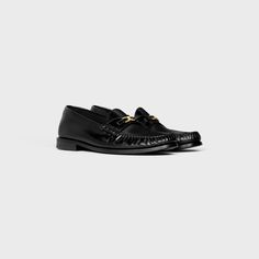 CELINE LUCO Triomphe Loafer in POLISHED BULL Luxury Slip-on Tassel Loafers For Work, Luxury Tassel Loafers Slip-on For Work, Luxury Tassel Loafers With Rubber Sole For Work, Luxury Calf Leather Tassel Loafers For Office, Luxury Tassel Loafers With Rubber Sole For Office, Luxury Tassel Loafers For Workwear, Luxury Slip-on Tassel Loafers For Office, Luxury Leather Sole Tassel Loafers For Work, Luxury Almond Toe Tassel Loafers For Workwear