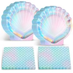 a set of mermaid themed plates and napkins