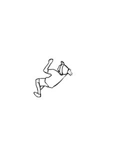 a black and white drawing of a person jumping in the air