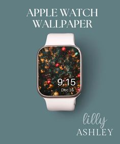 the apple watch wallpaper is on display in front of an image of a christmas tree