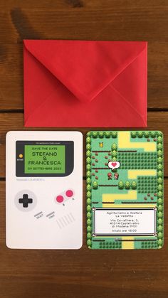 Partecipazioni matrimonio tema gameboy Creative Wedding Card, Pokemon Wedding Invitations, Nerd Wedding Invitations, Nerd Wedding Ideas, Pokemon Wedding Ideas, Untraditional Wedding Ideas, Travel Wedding Invitations