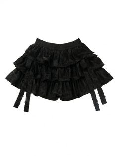 Lace Fringe Edges Black Tiered Ruffles Skort Black Ruffle Skirt Outfit, Short Tiered Skirt, Tiered Skirt Outfit, Ruffle Skirt Outfit, Gothic Shorts, Black Ruffle Skirt, Style Kawaii, Thrift Haul, Ruffle Mini Skirt