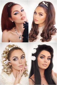 Iconic 60s Makeup Looks, 60s Make Up Looks, Retro Hair And Makeup Looks, 1960 Makeup And Hair, 60s Hair With Headband, 60’s Look, Sharon Tate Costume Halloween, Early 60s Makeup, Priscilla Presley Hairstyles