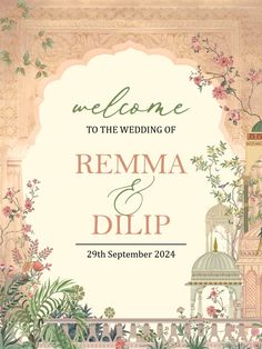 a wedding card with an ornate design